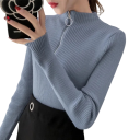 Damski sweter z golfem i półzamkiem Elegancki jednokolorowy sweter z akrylu i bawełny z długim rękawem Wygodny zimowy top w różnych kolorach 11