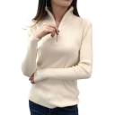 Damski sweter z golfem i półzamkiem Elegancki jednokolorowy sweter z akrylu i bawełny z długim rękawem Wygodny zimowy top w różnych kolorach 4