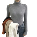 Damski sweter z golfem z bawełny i akrylu Jednokolorowy elegancki sweter dziany z długim rękawem Uniwersalny rozmiar na jesień i zimę 5