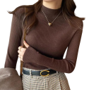 Damski sweter z golfem z poliestru i bawełny Jednokolorowy sweter dziany z długim rękawem Elegancki top w uniwersalnym rozmiarze na zimę 20