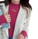 Damski sweter z golfem z poliestru i bawełny Jednokolorowy sweter dziany z długim rękawem Elegancki top w uniwersalnym rozmiarze na zimę 18