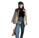 Damski sweter z golfem z poliestru i bawełny Jednokolorowy sweter dziany z długim rękawem Elegancki top w uniwersalnym rozmiarze na zimę 2