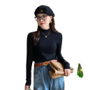 Damski sweter z golfem z poliestru i bawełny Jednokolorowy sweter dziany z długim rękawem Elegancki top w uniwersalnym rozmiarze na zimę 4