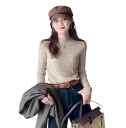 Damski sweter z golfem z poliestru i bawełny Jednokolorowy sweter dziany z długim rękawem Elegancki top w uniwersalnym rozmiarze na zimę 5