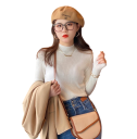 Damski sweter z golfem z poliestru i bawełny Jednokolorowy sweter dziany z długim rękawem Elegancki top w uniwersalnym rozmiarze na zimę 6