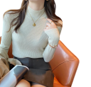 Damski sweter z golfem z poliestru i bawełny Jednokolorowy sweter dziany z długim rękawem Elegancki top w uniwersalnym rozmiarze na zimę 10