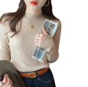 Damski sweter z golfem z poliestru i bawełny Jednokolorowy sweter dziany z długim rękawem Elegancki top w uniwersalnym rozmiarze na zimę 11