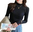 Damski sweter z golfem z poliestru i bawełny Jednokolorowy sweter dziany z długim rękawem Elegancki top w uniwersalnym rozmiarze na zimę 13