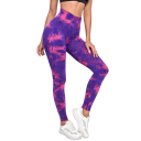 Damskie, barwione metodą tie-dye, bezszwowe legginsy sportowe z wysokim stanem i efektem push-up. Szybkoschnące, elastyczne legginsy. Lekka, oddychająca tkanina. 8