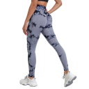 Damskie, barwione metodą tie-dye, bezszwowe legginsy sportowe z wysokim stanem i efektem push-up. Szybkoschnące, elastyczne legginsy. Lekka, oddychająca tkanina. 4