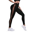 Damskie bezszwowe legginsy z wysokim stanem, elastyczne legginsy push-up, siateczkowy design po bokach, sportowe legginsy do fitnessu i jogi 2