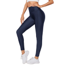 Damskie błyszczące obcisłe legginsy z wysokim stanem Elastyczne modne legginsy do ćwiczeń i wypoczynku Spodnie slim Nowoczesny sportowy styl 3