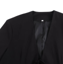 Damskie czarne eleganckie sako z dekoltem w kształcie V i sznurkiem do związania Jednokolorowe stylowe sako z poliestru do biura i na co dzień 8
