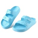 Damskie, elastyczne, lekkie kapcie z ergonomiczną wkładką Letnie buty z dwoma regulowanymi klamrami Wygodne buty zarówno do chodzenia w domu, jak i na zewnątrz w upały 5