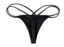 Damskie erotyczne stringi z podwójnymi sznurkami po bokach Gładki czarny nylon Minimalistyczny krój z wąskim tyłem Uwodzicielska bielizna 3