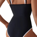 Damskie jednoczęściowe kostiumy kąpielowe Cienkie ramiączka Dekolt w kształcie O Czarne Spandex Poliester Elastyczne eleganckie letnie kostiumy kąpielowe 6