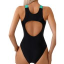 Damskie jednoczęściowe kostiumy kąpielowe Szerokie ramiączka Dekolt w O Paski Spandex Poliester Elastyczne sportowo-eleganckie 4