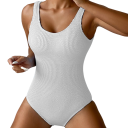 Damskie jednoczęściowe kostiumy kąpielowe Wycięcie w O Szerokie ramiączka Nylon Spandex Jednokolorowe Elastyczne Wygodne kostiumy kąpielowe na morze i basen 8