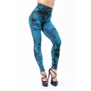 Damskie legginsy push-up z nadrukiem jeansowym, wysoki stan, efekt jeansów, modelujące legginsy, wygodne, elastyczne spodnie do noszenia na co dzień 6