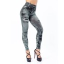 Damskie legginsy push-up z nadrukiem jeansowym, wysoki stan, efekt jeansów, modelujące legginsy, wygodne, elastyczne spodnie do noszenia na co dzień 4