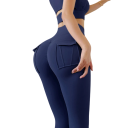 Damskie legginsy sportowe z wysokim stanem i kieszeniami Elastyczne spodnie treningowe Slim Fit Wygodna odzież fitness 5
