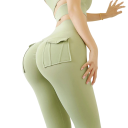 Damskie legginsy sportowe z wysokim stanem i kieszeniami Elastyczne spodnie treningowe Slim Fit Wygodna odzież fitness 6