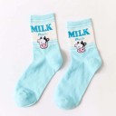 Damskie skarpetki z napisem MILK i wesołym obrazkiem Wyższe skarpetki ponad kostkę w stylu kartonu mleka Bawełna Rozmiar EUR 34–42 1 para 1