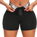 Damskie spodenki modelujące z wysokim stanem, czarne, termokompresyjne, do spalania tłuszczu, wyszczuplające, fitness, z zapięciem na haftki 2