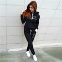 Damskie spodnie dresowe Bluza z kapturem i spodnie dresowe Z nadrukiem serca z linią tętna Kieszeń kangurza Pas ze sznurkiem Zwężane 1