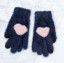 Damskie zimowe rękawiczki z sercem 6