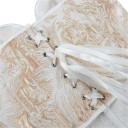 Damskorset utan axelband Beige med mönster V-ringning Snörning bak Polyester Elegant åtsittande topp 5