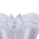 Damskorzet enfärgad Spets och rosetter U-ringning Snörning bak Polyester Spandex Elegant topp utan axelremmar 5