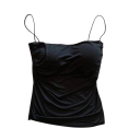 Damskt Crop top Topp Universell storlek Enfärgad Tunna axelband Rund halsringning Material polyester spandex 7