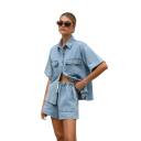 Damskt set jeansskjorta och shorts 1