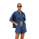 Damskt set jeansskjorta och shorts 2