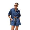 Damskt set jeansskjorta och shorts 6