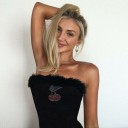 Dámsky chlpatý crop top čierny 1