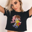 Dámsky čierny crop top s potlačou 6