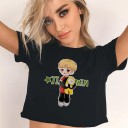 Dámsky čierny crop top s potlačou 10