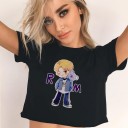 Dámsky čierny crop top s potlačou 7