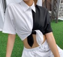 Dámský crop top černobílý 1