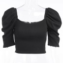 Dámský crop top s nařasenými rameny A1043 7