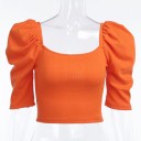 Dámský crop top s nařasenými rameny A1043 9