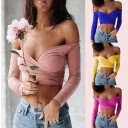 Dámsky crop top s veľkým výstrihom A1217 4