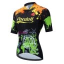 Dámský cyklistický dres s krátkým rukávem, černý s barevným grafickým motivem, na cyklistiku a sport 1