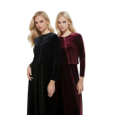 Dámský dvoudílný set halenka a šaty Sametový komplet s knoflíky a tenkými ramínky Polyester Na běžné nošení i společenské příležitosti 5