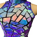 Dámský dvoudílný taneční komplet crop top a mini sukně s holografickým mozaikovým vzorem, polyester, růžovo-fialový, na pódium 2