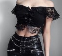 Dámsky gotický crop top s čipkou 1