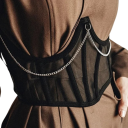 Dámsky korzet Polopriehľadný Čierny Reťazec Polyester Elegantný sexy top spodné prádlo moderný dizajn 4