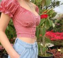 Dámský kostkovaný crop top A1049 6